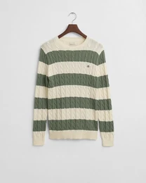 Strickpullover Gestreifter Zopfstrick-Pullover - Regular Fit