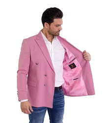 Denim Distriqt Sakko Feiner Herren Zweireiher Sakko Rosa (50)