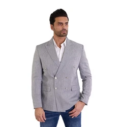 Denim Distriqt Sakko Feiner Herren Zweireiher Sakko Grau