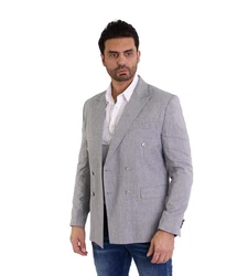 Denim Distriqt Sakko Feiner Herren Zweireiher Sakko Grau