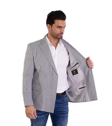 Denim Distriqt Sakko Feiner Herren Zweireiher Sakko Grau