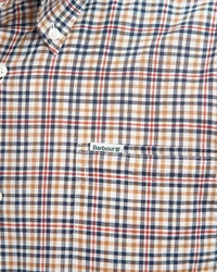 Barbour Flanellhemd Durand Rot/Beige/Hellblau
