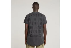 G-STAR T-Shirt Text Back Overdyed Lash Dunkelgrau/Hellgrau/Khaki/Grau/Schwarz