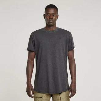 G-STAR T-Shirt Text Back Overdyed Lash Dunkelgrau/Hellgrau/Khaki/Grau/Schwarz