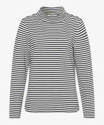 Brax Strickpullover Langarmshirt STYLE.BILLY Dunkelblau/Weiß/Braun