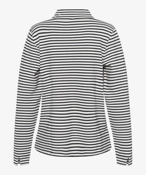 Brax Strickpullover Langarmshirt STYLE.BILLY Dunkelblau/Weiß/Braun