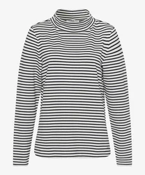 Brax Strickpullover Langarmshirt STYLE.BILLY Dunkelblau/Weiß/Braun