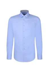seidensticker Langarmhemd Business Hemd Shaped Fit Hellblau/Dunkelblau/Blau