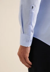 seidensticker Langarmhemd Business Hemd Shaped Fit Hellblau/Dunkelblau/Blau