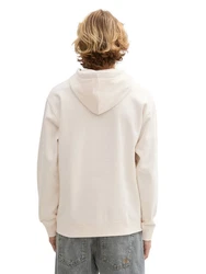 TOM TAILOR Denim Sweatshirt Hoodie mit Logo Print Beige/Khaki/Creme/Weiß