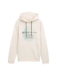 TOM TAILOR Denim Sweatshirt Hoodie mit Logo Print Beige/Khaki/Creme/Weiß