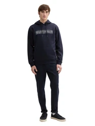 TOM TAILOR Denim Sweatshirt Hoodie mit Logo Print marine/mint/wei