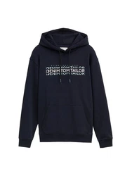 TOM TAILOR Denim Sweatshirt Hoodie mit Logo Print marine/mint/wei