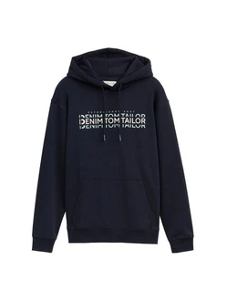 TOM TAILOR Denim Sweatshirt Hoodie mit Logo Print marine/mint/wei TOM TAILOR Denim Sweatshirt Hoodie mit Logo Print marine/mint/wei