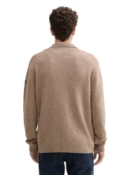 TOM TAILOR Strickjacke mit Knopfleiste Beige/Braun