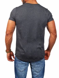 Young & Rich T-Shirt Herren Uni Basic 1702 Rundhalsausschnitt Kurzarm Slim Fit Dunkelgrau/Grau