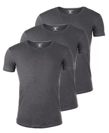 T-Shirt Herren Uni Basic 1702 tief-breit geschnittener Ausschnitt vintage Look (3er-Pack, 3-tlg., 3er-Pack) Rundhalsauschnitt unifarben kurzarm slim fit