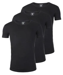 Young & Rich T-Shirt Herren Uni Basic 1702 Rundhalsausschnitt Kurzarm Slim Fit Schwarz/Dunkelblau