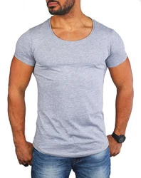 Young & Rich T-Shirt Herren Uni Basic 1702 Rundhalsausschnitt Kurzarm Slim Fit Grau/Hellgrau