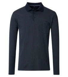 Langarmshirt Polo-Shirt unifarben