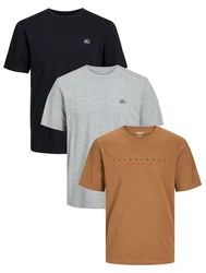Jack & Jones T-Shirt INFINITY Multipack Grau/Khaki/Beige/Rot/Orange/Braun
