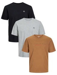 Jack & Jones T-Shirt INFINITY Multipack Grau/Khaki/Beige/Rot/Orange/Braun