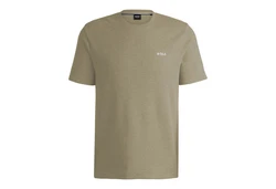 BOSS Kurzarmshirt Waffle T-Shirt mit Logo-Stickerei Dunkelgrün/Khaki/Grün