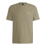 BOSS Kurzarmshirt Waffle T-Shirt mit Logo-Stickerei Dunkelgrün/Khaki/Grün