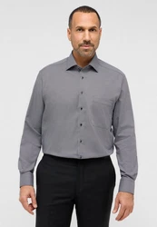 Eterna Langarmhemd MODERN FIT Grau/Braun/Dunkelgrau