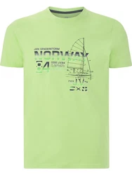 Jan Vanderstorm T-Shirt EILI Norwegen-Print Grün/Türkis/Neonfarben