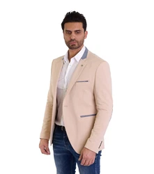 Denim Distriqt Jerseysakko Sportliches Herren Jersey Sakko mit besonderen Details Beige