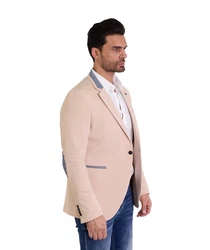 Denim Distriqt Jerseysakko Sportliches Herren Jersey Sakko mit besonderen Details Beige