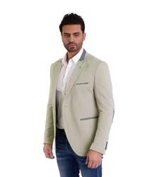 Denim Distriqt Jerseysakko Sportliches Herren Jersey Sakko mit besonderen Details Light Moss (50)