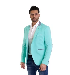 Denim Distriqt Jerseysakko Sportliches Herren Jersey Sakko mit besonderen Details Aquamarin (58)