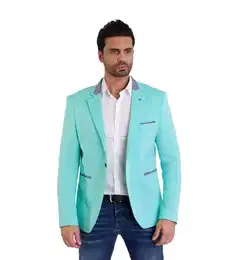Jerseysakko Sportliches Herren Jersey Sakko mit besonderen Details Auquamarine 58