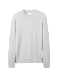 TOM TAILOR DENIM Strickpullover Pullover STRUCTURED BASIC Grau/Hellgrau