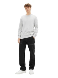 TOM TAILOR DENIM Strickpullover Pullover STRUCTURED BASIC Grau/Hellgrau
