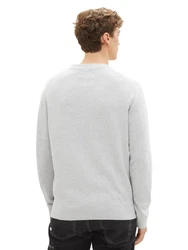 TOM TAILOR DENIM Strickpullover Pullover STRUCTURED BASIC Grau/Hellgrau