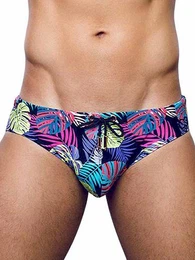 Badehose Print Swimwear Brief Monstera Black XL