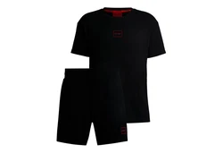 HUGO Pyjama Short Set Laze Schwarz/Rot/Dunkelrot
