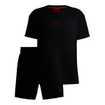 HUGO Pyjama Short Set Laze Schwarz/Rot/Dunkelrot