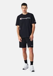 Champion T-Shirt Kurzarmshirt Schwarz/Beige