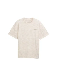 TOM TAILOR Denim T-Shirt Relaxed Fit mit Print Khaki/Beige/Weiß/Creme/Grau