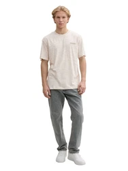 TOM TAILOR Denim T-Shirt Relaxed Fit mit Print Khaki/Beige/Weiß/Creme/Grau