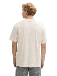 TOM TAILOR Denim T-Shirt Relaxed Fit mit Print Khaki/Beige/Weiß/Creme/Grau