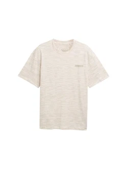 TOM TAILOR Denim T-Shirt Relaxed Fit mit Print Khaki/Beige/Weiß/Creme/Grau