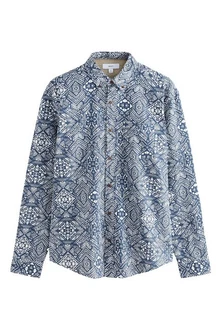 Next Langarmhemd Hellblau/Grau/Blau Next Langarmhemd Hellblau/Grau/Blau