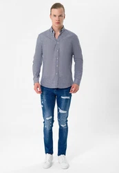 Moxx Paris Blusenshirt Casual Shirts Dunkelblau/Hellblau/Blau/Grau