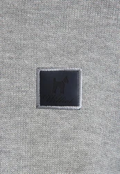Williot Sweatshirt Arm Patch V-Neck Pullover Grau/Hellgrau