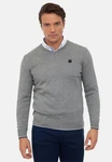 Williot Sweatshirt Arm Patch V-Neck Pullover Grau/Hellgrau